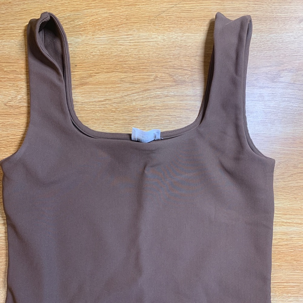 cotton on bodysuit ribbed brown